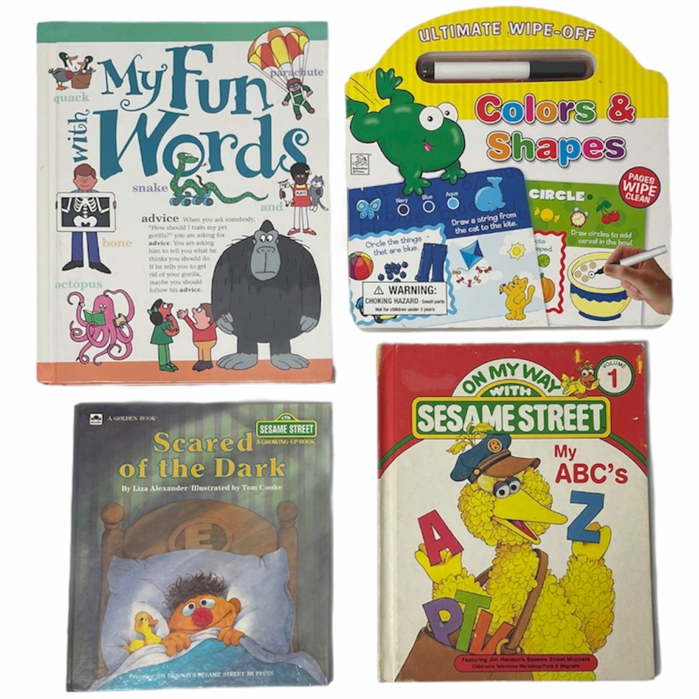 Children’s Learning Book Set of 4 Kids Books Bundle Fun Words Sesame Street